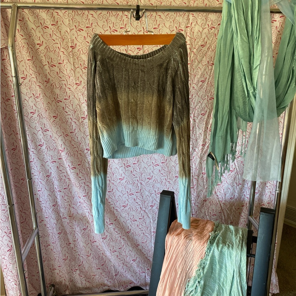 Gradient Off-Shoulder Sweater